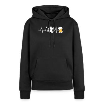Battement de coeur et bière de football - Sweat à capuche Premium bio Femme - noir - Devant - Julia (174cm)