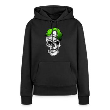 Crâne ou crâne, crâne avec casquette de baseball - Sweat à capuche Premium bio Femme - noir - Devant - Julia (174cm)