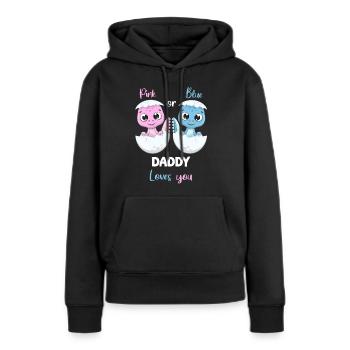 Pink Or Blue Daddy Loves you Gender Reveal Party - Sweat à capuche Premium bio Femme - noir - Devant - Julia (174cm)