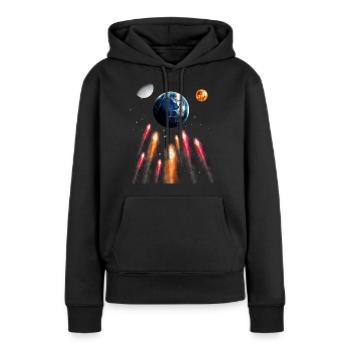 Weltraum - Frauen Premium Bio Hoodie - Schwarz - Vorne - Julia (174cm)