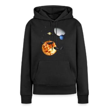 Univers - Sweat à capuche Premium bio Femme - noir - Devant - Julia (174cm)