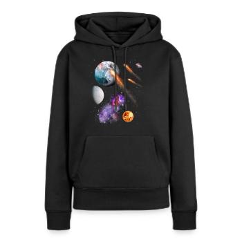 Univers - Sweat à capuche Premium bio Femme - noir - Devant - Julia (174cm)