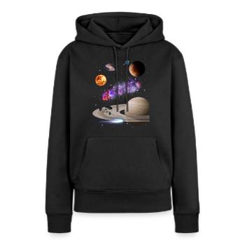 Weltraum - Frauen Premium Bio Hoodie - Schwarz - Vorne - Julia (174cm)