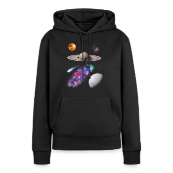 Espace - Sweat à capuche Premium bio Femme - noir - Devant - Julia (174cm)