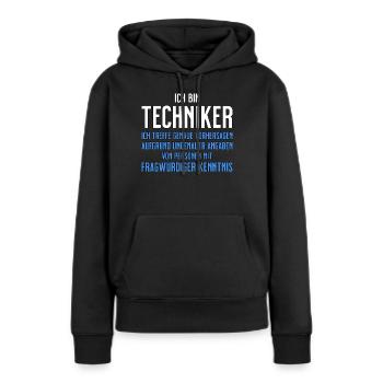 Techniker - Technikerbrief - lustiger Spruch - Frauen Premium Bio Hoodie - Schwarz - Vorne - Julia (174cm)