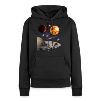 Univers - Sweat à capuche Premium bio Femme - noir - Devant - Julia (174cm)