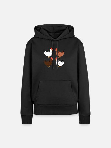 Hühner - Frauen Premium Bio Hoodie - Schwarz
