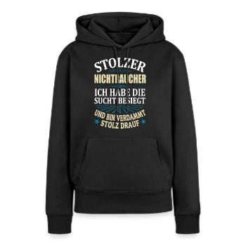 Stolzer Nichtraucher Spruch Männer Geschenk - Frauen Premium Bio Hoodie - Schwarz - Vorne - Julia (174cm)
