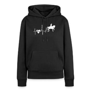 Équitation Équitation Heartbeat - Sweat à capuche Premium bio Femme - noir - Devant - Julia (174cm)