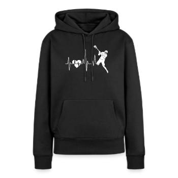 Lacrosse Lacrosse Herzschlag - Frauen Premium Bio Hoodie - Schwarz - Vorne - Julia (174cm)