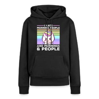 Je déteste les paroles des femmes licorne des gens du matin - Sweat à capuche Premium bio Femme - noir - Devant - Julia (174cm)