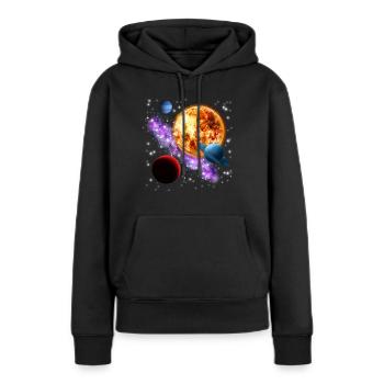 univers - Sweat à capuche Premium bio Femme - noir - Devant - Julia (174cm)