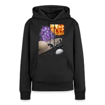 univers - Sweat à capuche Premium bio Femme - noir - Devant - Julia (174cm)