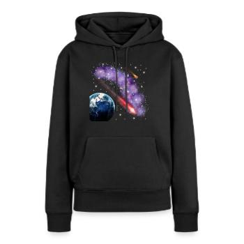 Weltraum - Frauen Premium Bio Hoodie - Schwarz - Vorne - Julia (174cm)
