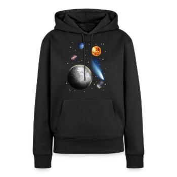 univers - Sweat à capuche Premium bio Femme - noir - Devant - Julia (174cm)