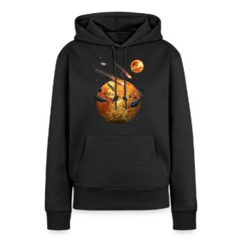 Weltraum - Frauen Premium Bio Hoodie - Schwarz - Vorne - Julia (174cm)
