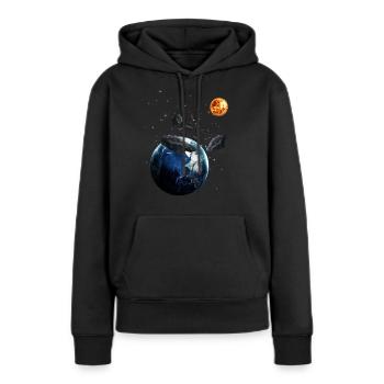 univers - Sweat à capuche Premium bio Femme - noir - Devant - Julia (174cm)
