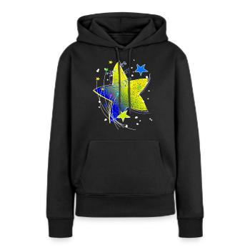 Étoile jaune simple résumé tu es mon étoile - Sweat à capuche Premium bio Femme - noir - Devant - Julia (174cm)