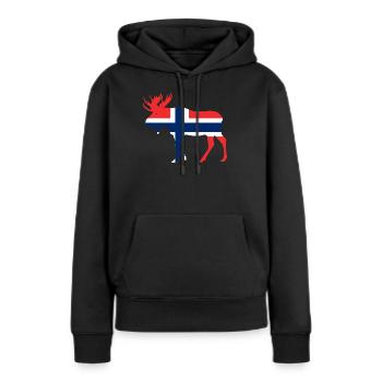 Norge Elch / Norwegen Flagge Urlaub Reise Geschenk - Frauen Premium Bio Hoodie - Schwarz - Vorne - Julia (174cm)