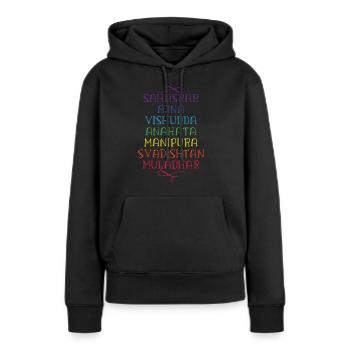 Chakra des chakras de yoga - Sweat à capuche Premium bio Femme - noir - Devant - Julia (174cm)