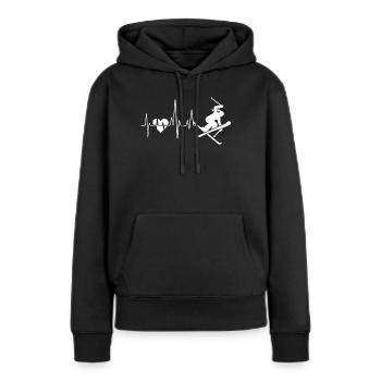 Skifahren Skifahren Heartbeat - Frauen Premium Bio Hoodie - Schwarz - Vorne - Julia (174cm)