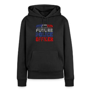 Futur officier de police - policiers policiers - Sweat à capuche Premium bio Femme - noir - Devant - Julia (174cm)