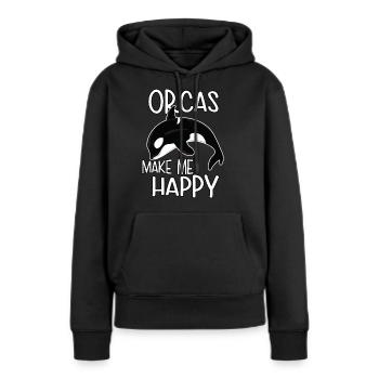 Les orques me rendent heureux. Orque épaulard - Sweat à capuche Premium bio Femme - noir - Devant - Julia (174cm)