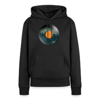 Disque phonographe rétro en vinyle Nature Camping - Sweat à capuche Premium bio Femme - noir - Devant - Julia (174cm)