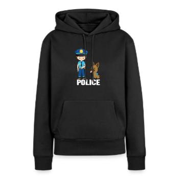 police - Sweat à capuche Premium bio Femme - noir - Devant - Julia (174cm)
