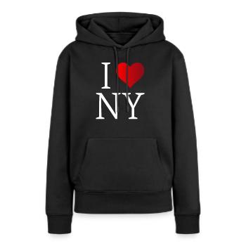 I love NY - Frauen Premium Bio Hoodie - Schwarz - Vorne - Julia (174cm)