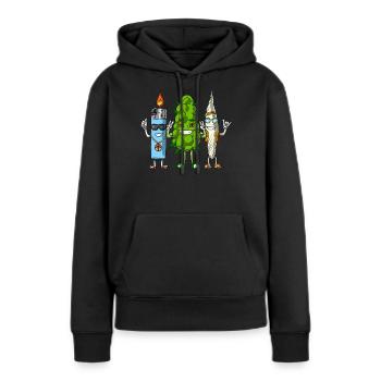 Joint de briquet Weed Bud - Sweat à capuche Premium bio Femme - noir - Devant - Julia (174cm)