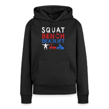 POWERLIFTING: Squat Bench - Frauen Premium Bio Hoodie - Schwarz - Vorne - Julia (174cm)