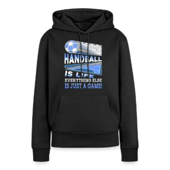 Le handball, c'est la vie, tout le reste n'est qu'un jeu - Sweat à capuche Premium bio Femme - noir - Devant - Julia (174cm)