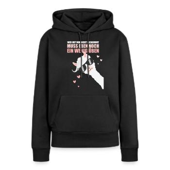 Lama: Wer mit mir nicht auskommt, muss noch üben - Frauen Premium Bio Hoodie - Schwarz - Vorne - Julia (174cm)