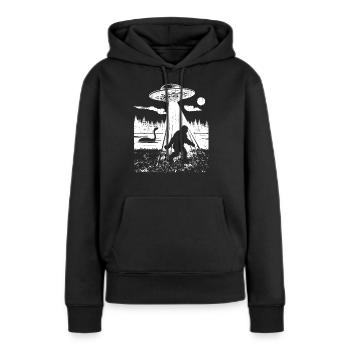 Bigfoot UFO Abduction Drôle Sasquatch Aliens Crypt - Sweat à capuche Premium bio Femme - noir - Devant - Julia (174cm)
