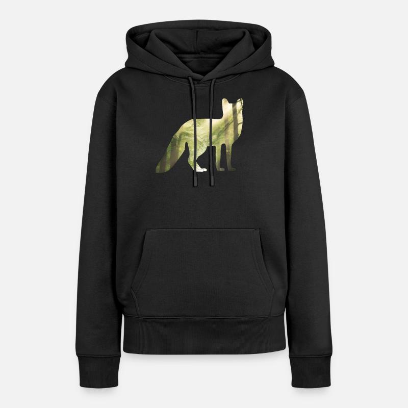 Conception de renards renards - Sweat à capuche Premium bio Femme - noir