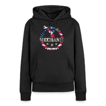 Mechaniker USA - Frauen Premium Bio Hoodie - Schwarz - Vorne - Julia (174cm)