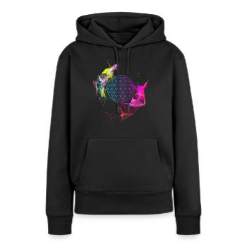 fleur de vie - Sweat à capuche Premium bio Femme - noir - Devant - Julia (174cm)