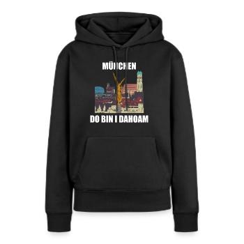 München - Frauen Premium Bio Hoodie - Schwarz - Vorne - Julia (174cm)