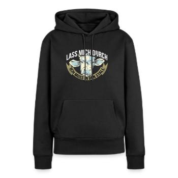 Ich muss in den Stall Rinderzüchter mit Viehzucht - Frauen Premium Bio Hoodie - Schwarz - Vorne - Julia (174cm)