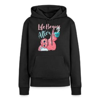 Life Begins after Coffee Coffee lover gift - Women’s Premium Organic Hoodie - black - Front - Julia (174cm)