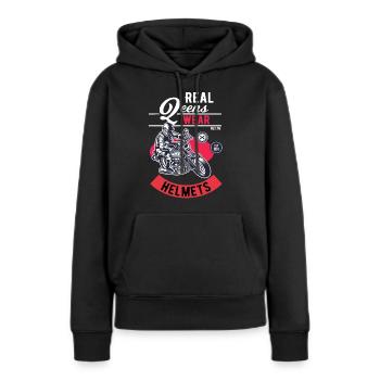 Moto femmes dames cadeau de conception de motard - Sweat à capuche Premium bio Femme - noir - Devant - Julia (174cm)