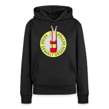 Keine Gewalt gegen Retter - Frauen Premium Bio Hoodie - Schwarz - Vorne - Julia (174cm)