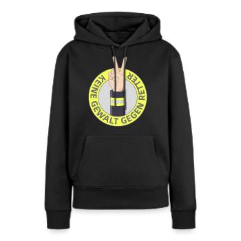 Keine Gewalt gegen Retter - Frauen Premium Bio Hoodie - Schwarz - Vorne - Julia (174cm)