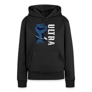 Fußballfans Ultras Geschenk für Ultra Fußball - Frauen Premium Bio Hoodie - Schwarz - Vorne - Julia (174cm)