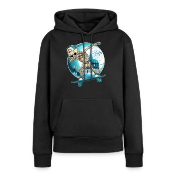 Dabbing Skeleton with skateboard - Skater Skelett - Frauen Premium Bio Hoodie - Schwarz - Vorne - Julia (174cm)
