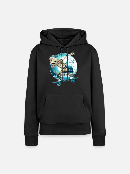 Dabbing Skeleton with skateboard - Skater Skeleton - Women’s Premium Organic Hoodie - black