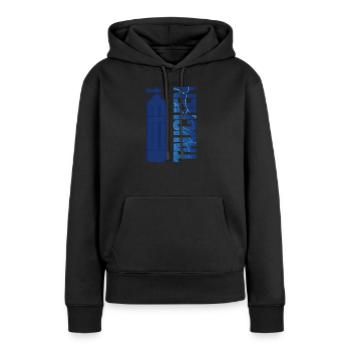 Le mot plongée avec bouteille de plongée - Sweat à capuche Premium bio Femme - noir - Devant - Julia (174cm)
