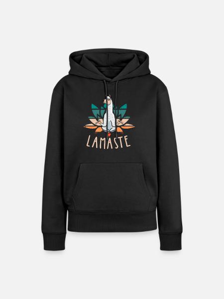 Lamaste Lama Meditation - Frauen Premium Bio Hoodie - Schwarz