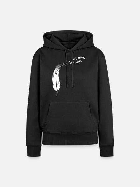 Feder Federschmuck - fliegende Federn - Frauen Premium Bio Hoodie - Schwarz